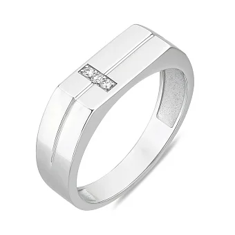 Печатка из белого золота с бриллиантами (арт. К170086005б)