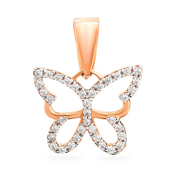 Золота підвіска «Метелик» з білими фіанітами (арт. 440423)