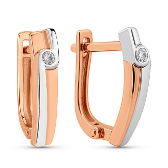 Золотые серьги с бриллиантом (арт. С011029)