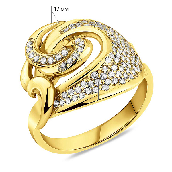 Кольцо из желтого золота с фианитами (арт. 152094ж) – изображение 4