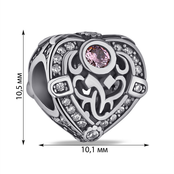 Серебряный шарм Сердце (арт. 7903/П5ФР/7092) – изображение 2