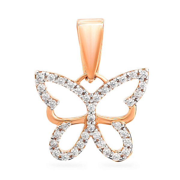 Золота підвіска «Метелик» з білими фіанітами (арт. 440423) – зображення 1