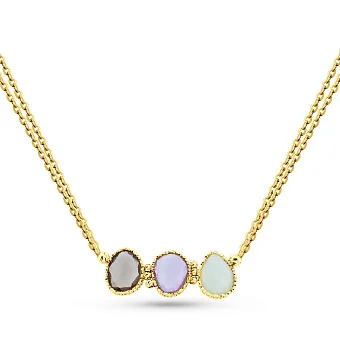 Кольє Francelli з жовтого золота з аметистом , хризопразом і кварцом (арт. 352755жА)