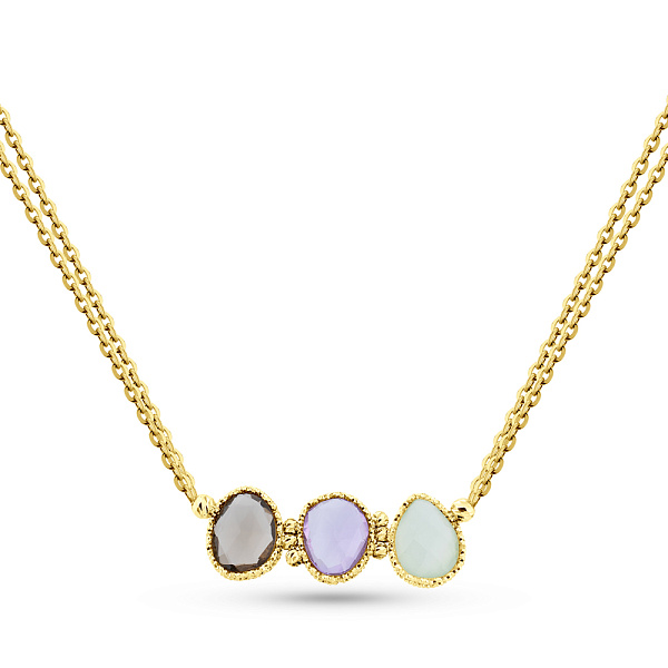 Колье Francelli из желтого золота с аметистом, хризопразом и кварцем (арт. 352755жА) – изображение 1