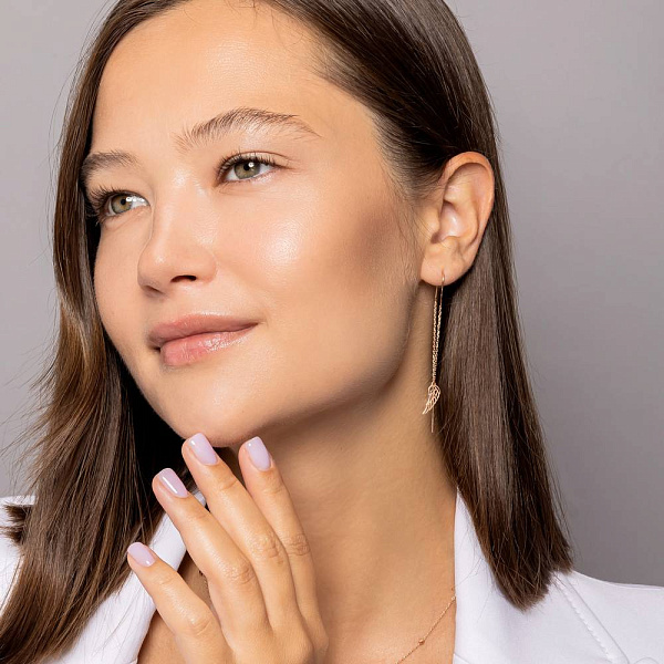 Сережки-протяжки Крила з червого золота (арт. 1101053) – зображення 5