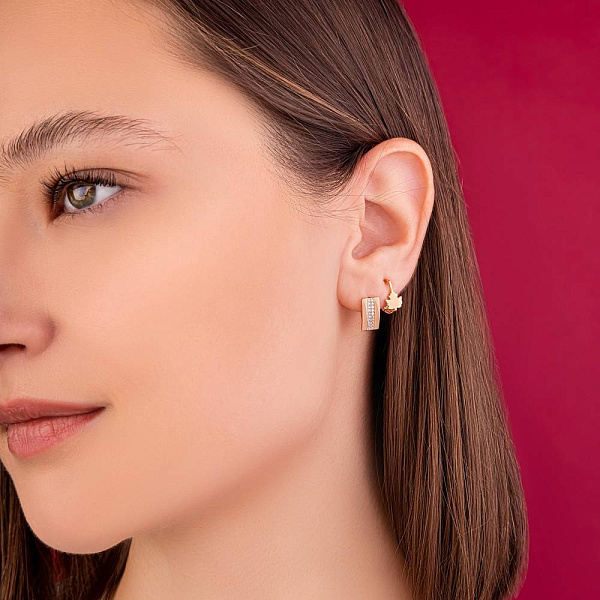 Золотые серьги Листики  (арт. 1091233) – изображение 3