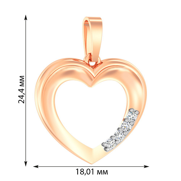 Золотая подвеска «Сердце» с фианитами (арт. 440478) – изображение 2