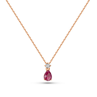 Фото Золотое колье с рубином и бриллиантом (арт. Ц011753р)