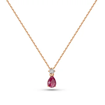 Золотое колье с рубином и бриллиантом (арт. Ц011753р)