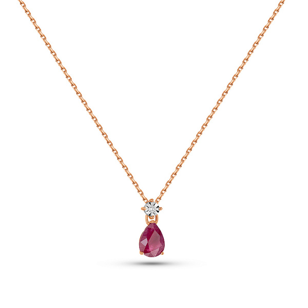 Золотое колье с рубином и бриллиантом (арт. Ц011753р) – изображение 1