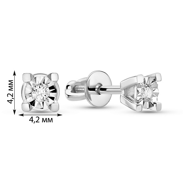 Пусети з білого золота з діамантами (арт. Т011733005б) – зображення 4