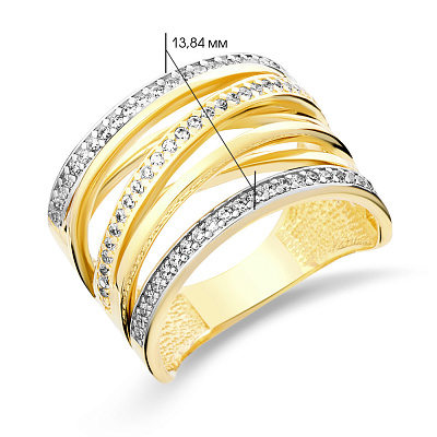 Массивное золотое кольцо Синергия с фианитами (арт. 140601ж)