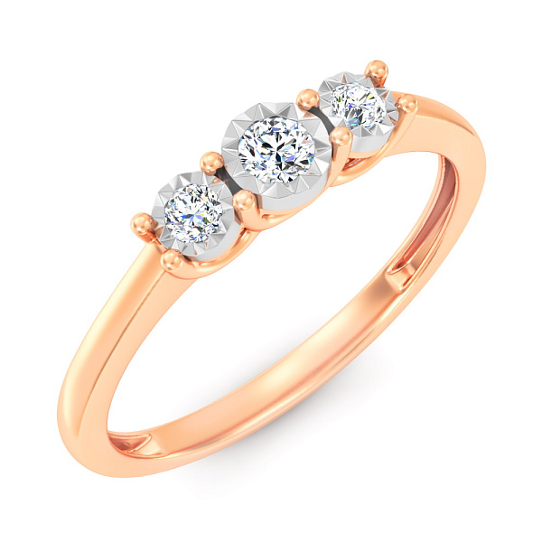 Каблучка з червоного і білого золота з діамантами (арт. К011755010) – зображення 1