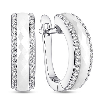 Фото Срібні сережки з керамікою і фіанітами (арт. 7502/1886083кмб)