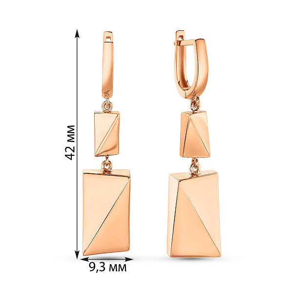 Серьги-подвески из красного золота (арт. 1091139) – изображение 3