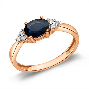 Золота каблучка з сапфіром і діамантами (арт. К011070с)