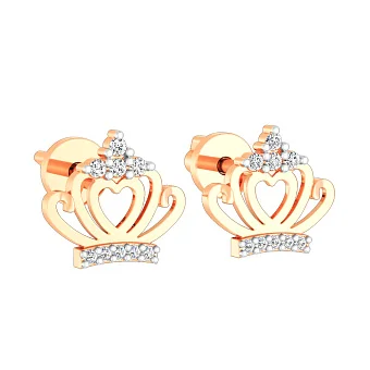 Золоті пусети Корона з фіанітами (арт. 111118)