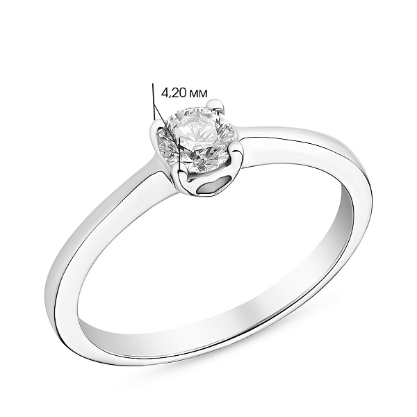 Каблучка для заручин з білого золота з діамантом (арт. К341182020б) – зображення 2