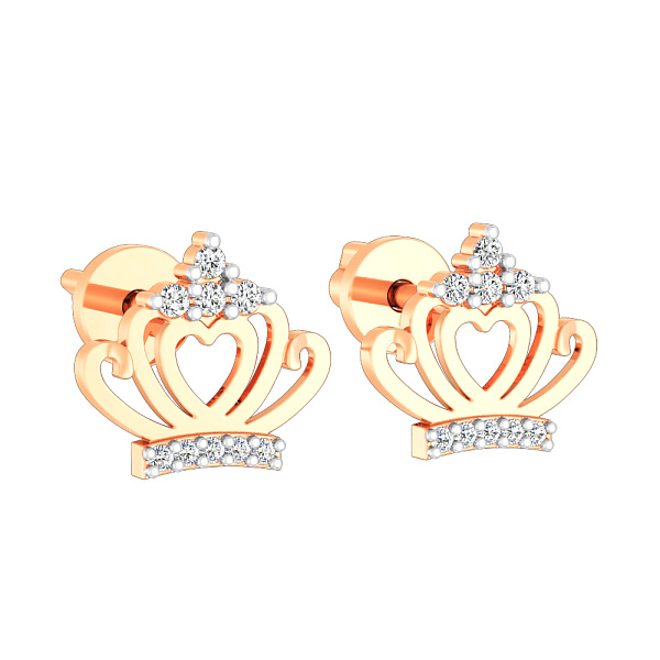 Золоті пусети Корона з фіанітами (арт. 111118) – зображення 1