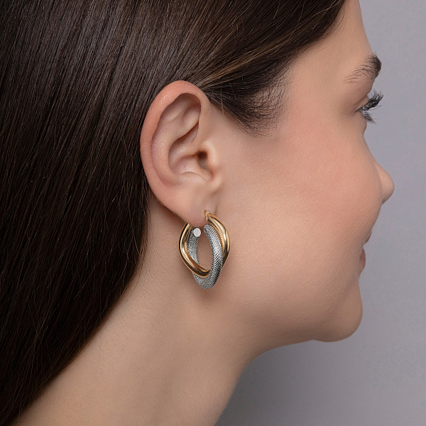Сережки из желтого и белого золота (арт. 104164/30жб) – изображение 3