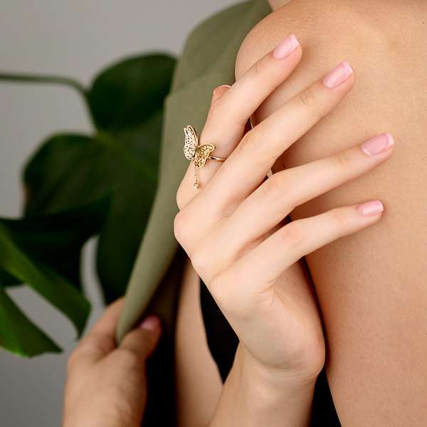 Каблучка Francelli з жовтого золота з підвіскою (арт. 140201ж) – зображення 2