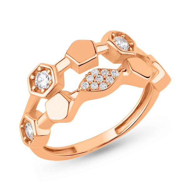 Кольцо из красного золота с фианитами (арт. 156081) – изображение 1
