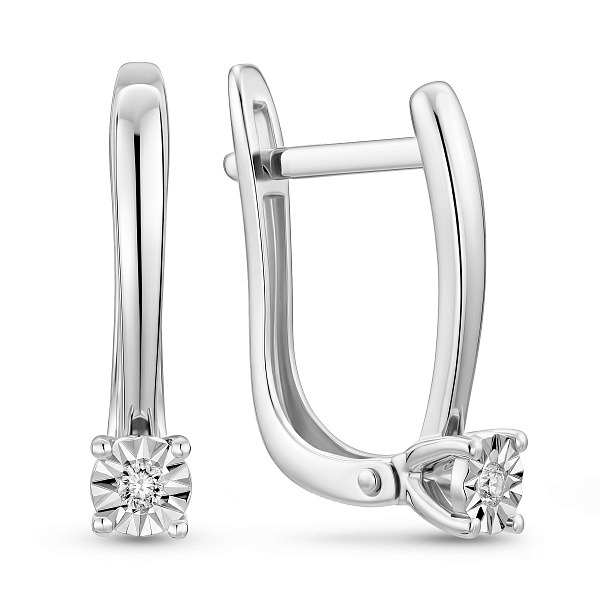 Серьги из белого золота с бриллиантом (арт. С011743б) – изображение 1