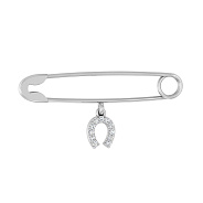 Золотая булавка «Подкова» с фианитами (арт. 360029б)