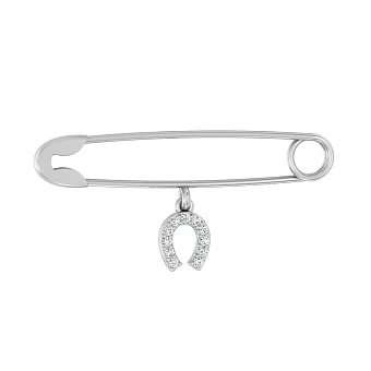 Золота шпилька «Підкова» з фіанітами (арт. 360029б)