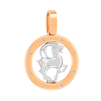 Золотой подвес "Козерог" с фианитами (арт. 440673)