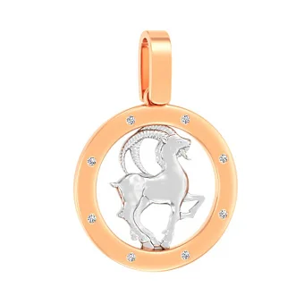 Золотий підвіс "Козоріг" з фіанітами (арт. 440673)
