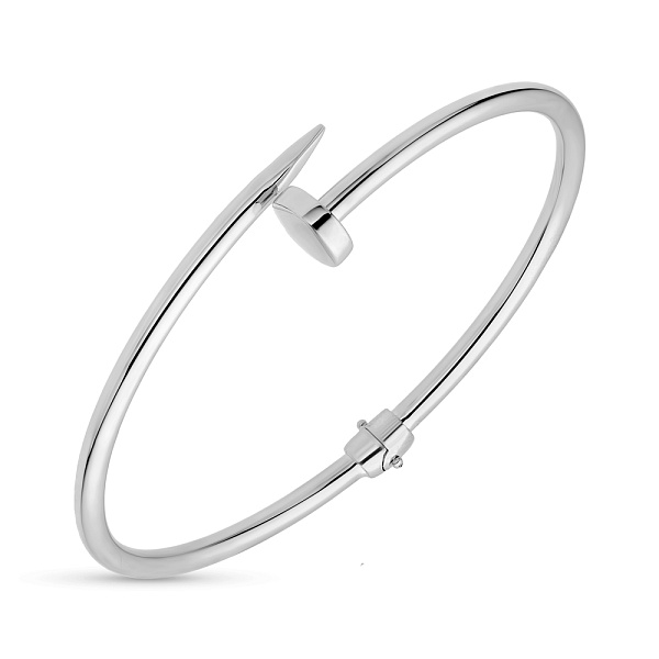 Жорсткий браслет "Цвях" з білого золота (арт. 324898б) – зображення 1