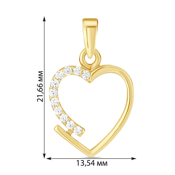 Золотой кулон Сердце с фианитами (арт. 423181ж) – изображение 2