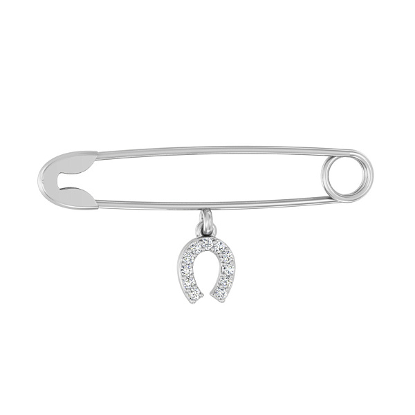 Золотая булавка «Подкова» с фианитами (арт. 360029б) – изображение 1