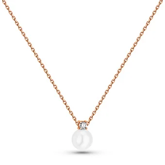 Золоте кольє з діамантом і перлиною (арт. 7109968201)