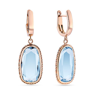 Фото Золоті сережки-підвіски з кварцом (арт. 107602Пкг)