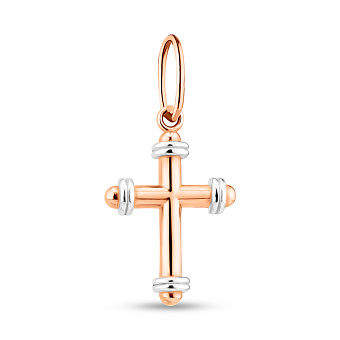 Крестик из красного и белого золота (арт. 424776/1кб)