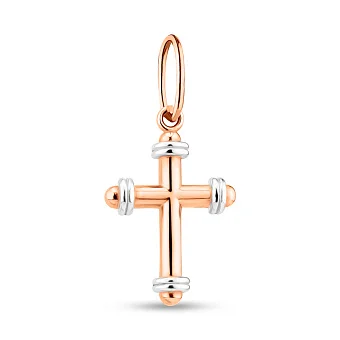 Хрестик з червоного і білого золота (арт. 424776/1кб)