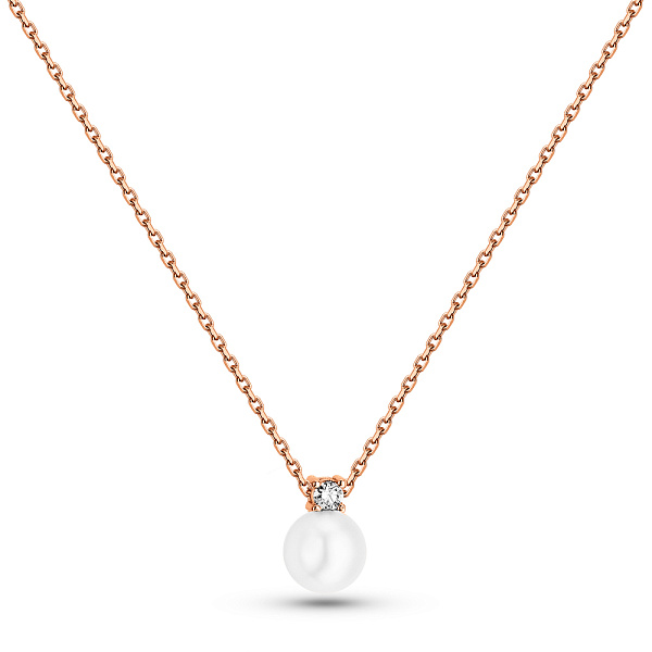 Золотое колье с бриллиантом и жемчугом (арт. 7109968201) – изображение 1