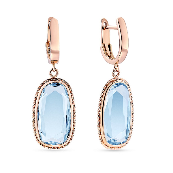 Золоті сережки-підвіски з кварцом (арт. 107602Пкг) – зображення 1