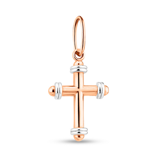 Хрестик з червоного і білого золота (арт. 424776/1кб) – зображення 1