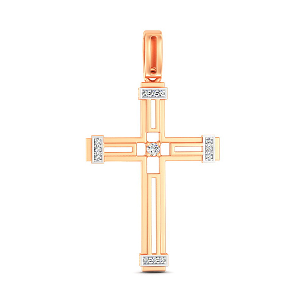 Золотой крестик с бриллиантами (арт. П011801005) – изображение 1