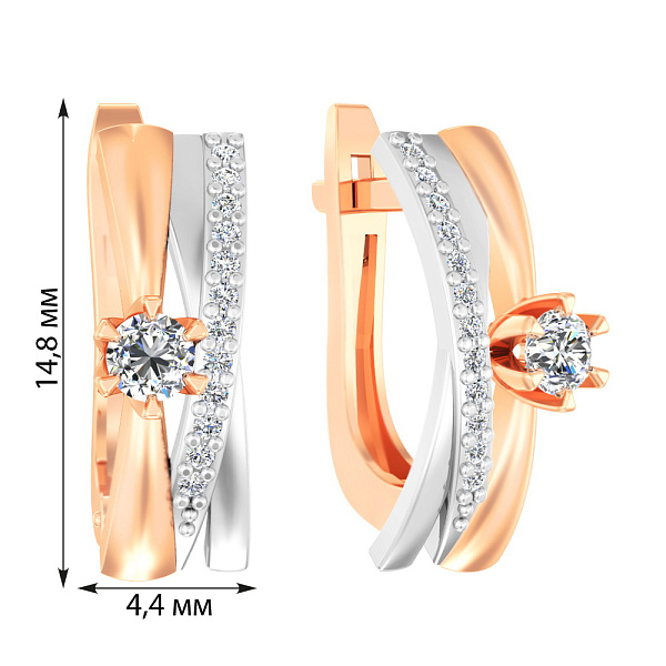 Золоті сережки Синергія з фіанітами (арт. 111079) – зображення 3