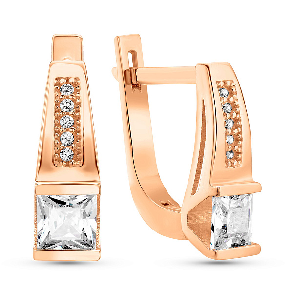 Золотые серьги с фианитами (арт. 107507) – изображение 1