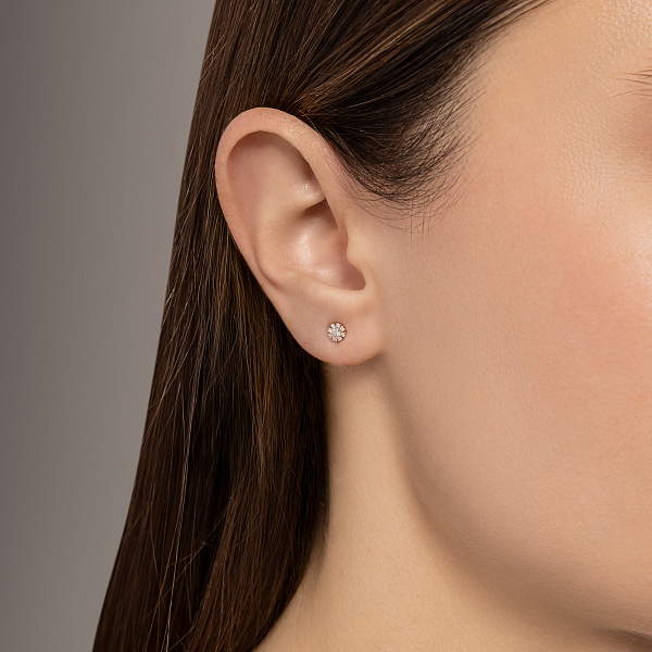 Пусеты из красного золота с бриллиантами (арт. Т011879010) – изображение 2