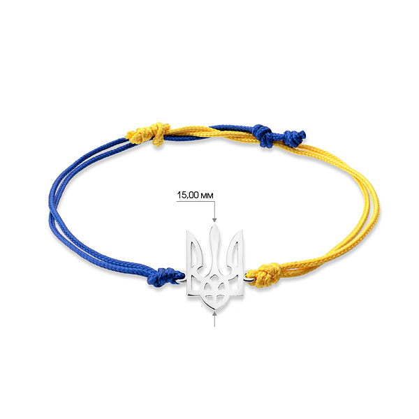 Браслет зі срібною вставкою Тризуб-Герб України на нитці (арт. Х340031сж) – зображення 4