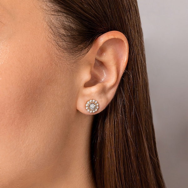 Золотые серьги пусеты с бриллиантами (арт. Т011723010) – изображение 2