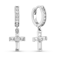 Фото Серьги-подвески из серебра Крестики с фианитами (арт. 7502/9932/10)