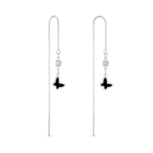 Длинные серебряные серьги Бабочки (арт. 7502/521026еч) – изображение 1