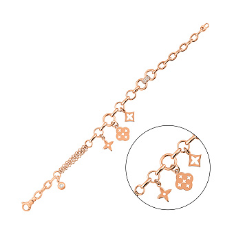 Широкий золотой браслет Цветок с фианитами (арт. 3261406П4)